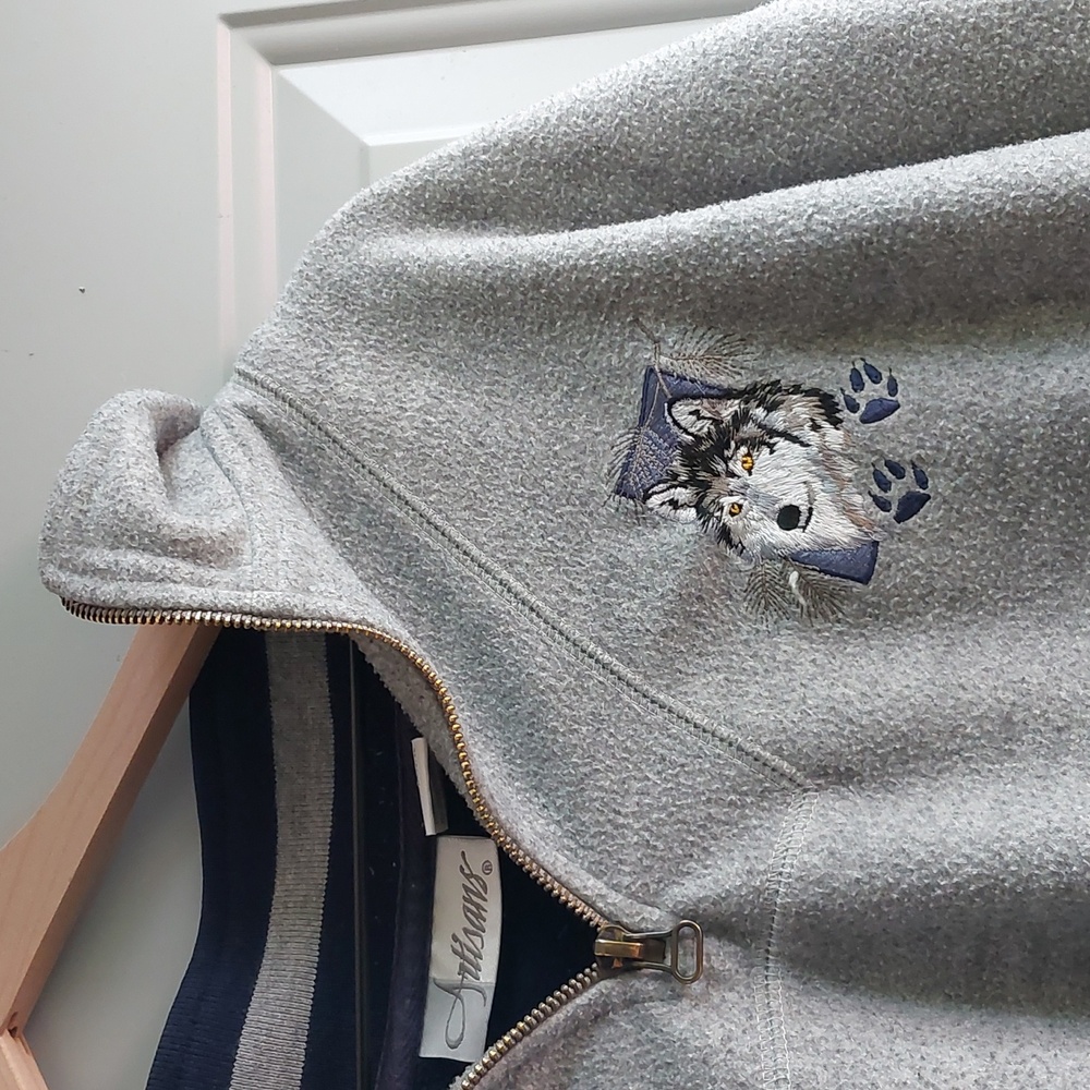 Vintage Embroidered Zip Pullover